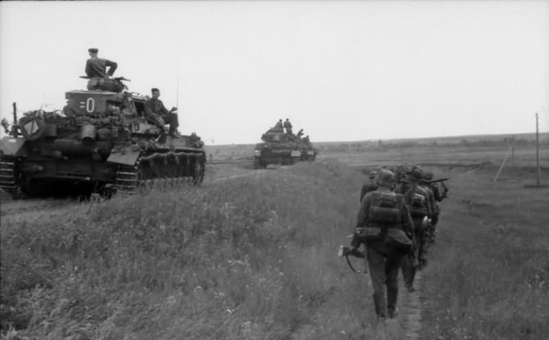 Panzer Iv Tanks And German Infantry Eastern Front 