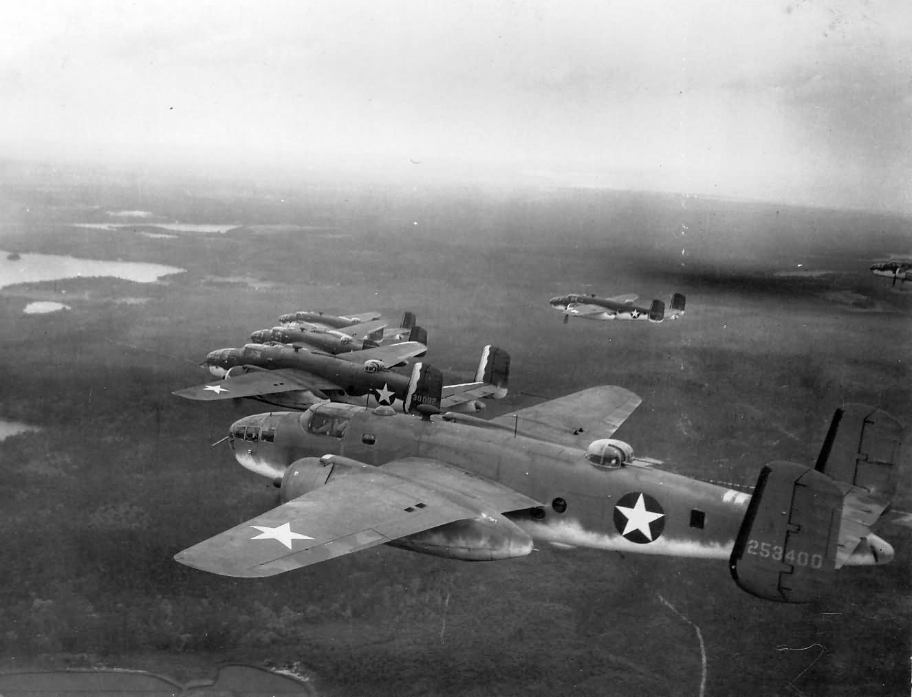 B-25 Mitchell Bombers In Flight Formation 42-53400 | World War Photos