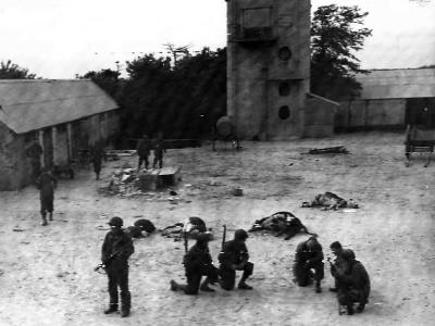 American Troops Clear German Soldiers from Farm near Utah Beach 1944 Normandy