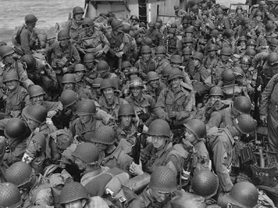US Army GI’s On LCI Landing Craft For D-Day Invasion Normandy June 1944