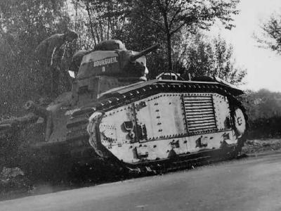 B1 bis tank #355 of the 28th BCC named BOURGUEIL