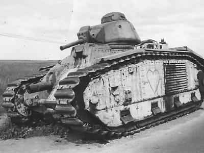 B1 bis tank abandoned at the side of the road somewhere in France after the german attack in May 1940