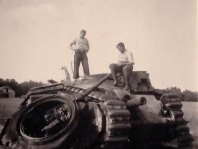 French Char B1 bis tank destroyed by internal explosion