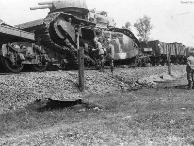 German soldiers examines the wreckage of a Char 2C 98 2
