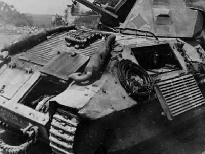 Knocked out FCM 36 tank
