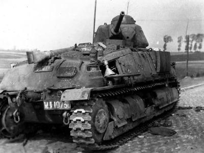 Knocked out Somua S35 tank