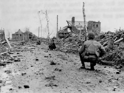 35th Infantry Division 137th Infantry Regiment Patrol at Unterbach Germany 1945