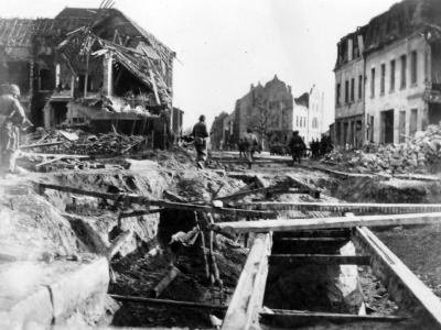 9th Army 2nd Armored Division troops move thru Krefeld 3 March 1945
