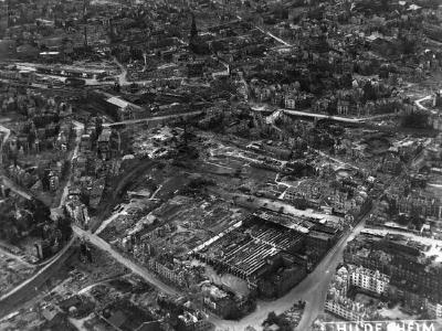 Bochum aerial view Strassenbahn Depot St Marien Kirche 1945