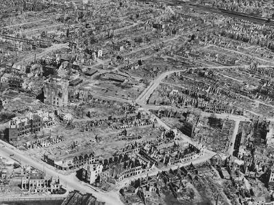Bremen Aerial View Hochbunker F97 Hans Bockler Strasse 1945