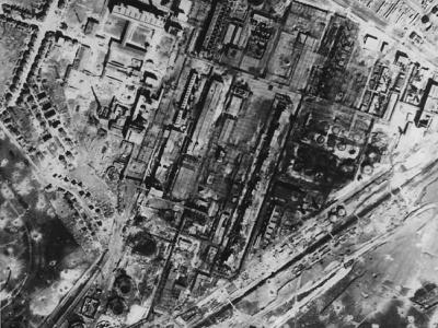 Gelsenkirchen West Aerial view Olraffinerie Johannastrasse December1944
