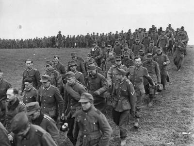 Group of German Soldiers Captured by Allies in Germany 1945