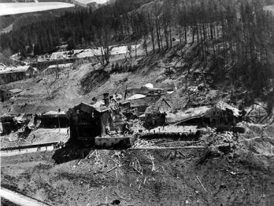 P-47 Thunderbolt over ruins of Berchtesgaden