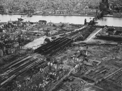 Ruins Of Koln Aerial View Bahnhof Deutz Hohenzollern brucke 1945