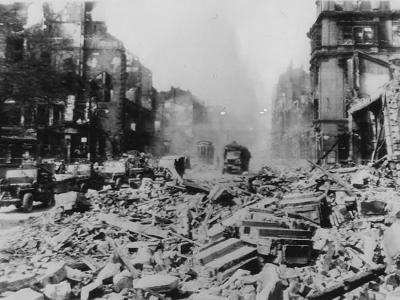 Ruins of Plauen Vogtland Germany Willys MB Jeep GMC CCKW Truck 20 April 1945