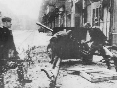 Russian Artillery 76mm ZiS-3 Gun In Action Berlin 1945