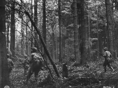 US Infantry Advancing thru Hurtgen Forest near Vossenack 1944