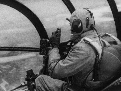 Arado test pilot inside the cockpit of an Ar234