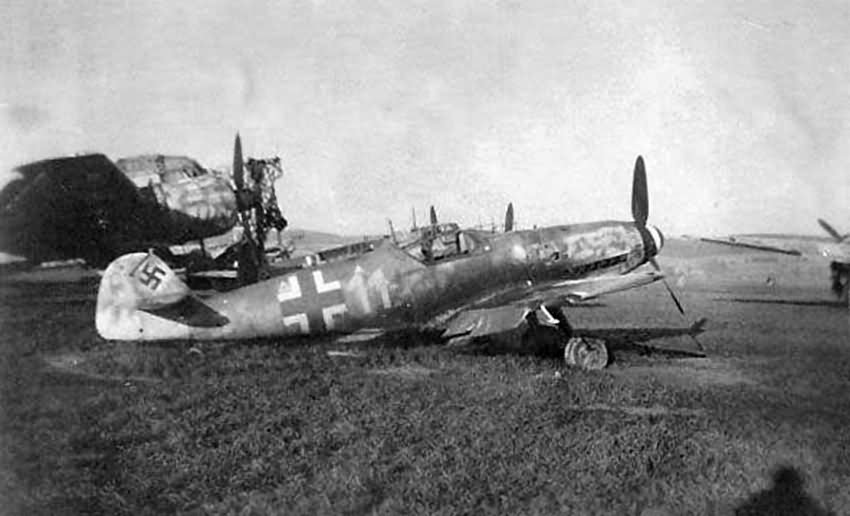 Abandoned Bf 109 G yellow 11 and Ju88 Night Fighter 1945