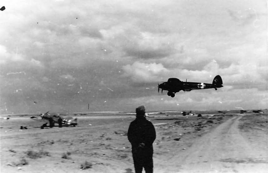 Bf109 F 5.JG 27 and He111 Martuba airfield Africa 1942