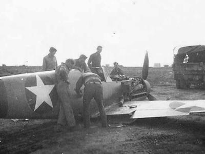 Crashed German Bf 109 with USAAF Markings