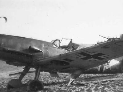 Messerschmitt Bf109F on beach 1944