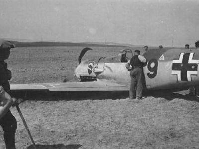 Messerschmitt Bf 109 of 2/JG 52 belly landing