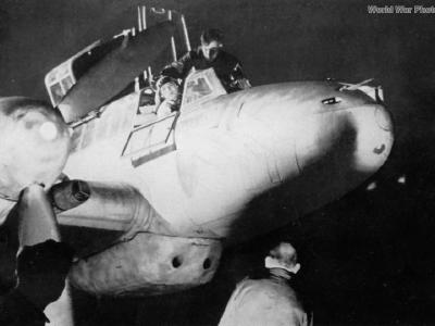 Luftwaffe pilot sits in the cockpit