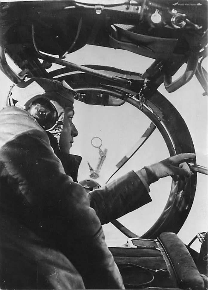 German Gunner Manning Machine Gun in Nose of He111