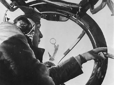 German Gunner Manning Machine Gun in Nose of He111