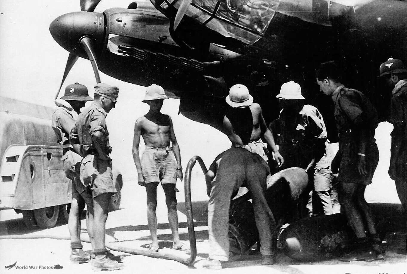 Luftwaffe Airmen Readying He111 North Africa 1942