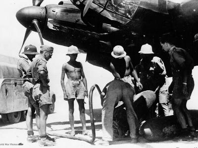 Luftwaffe Airmen Readying He111 North Africa 1942