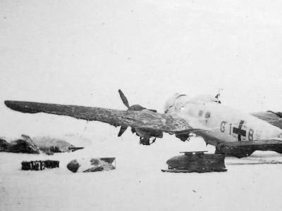 He111 of KG55 with the tactical code G1+BH