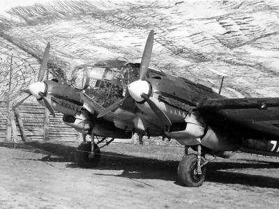 Heinkel He111 under camouflage netting