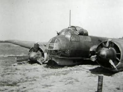 Ju 88 bomber crash at airfield