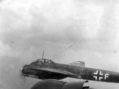Ju88 code 3Z+FU of the KG77 in flight