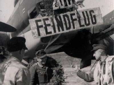 The crew of this Ju 88 celebrate their 200th flight