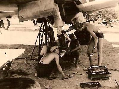 Luftwaffe mechanics servicing a Junkers Ju88 Crete 2