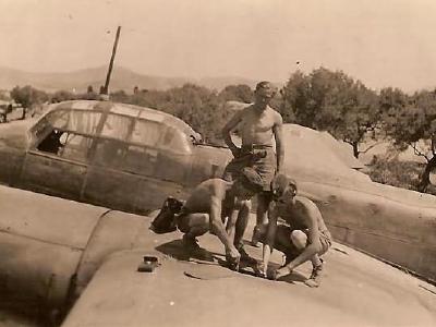 Luftwaffe mechanics servicing a Ju88 Crete