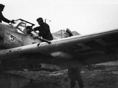 Adolf Galland in cockpit of Bf109 2