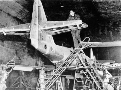 Me 262 assembly line in 1945
