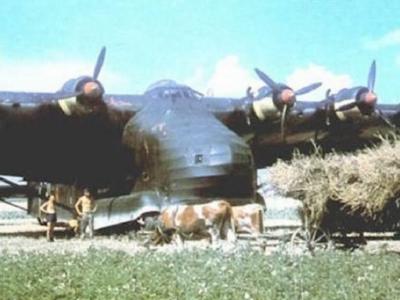 Me 323 parked at grass airfield