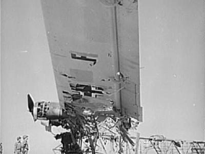 The skeleton of burned out Me323D