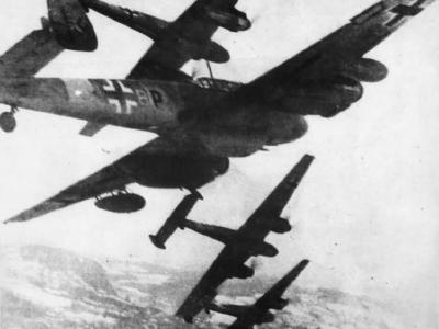 Messerschmitt Bf 110 fighters in action