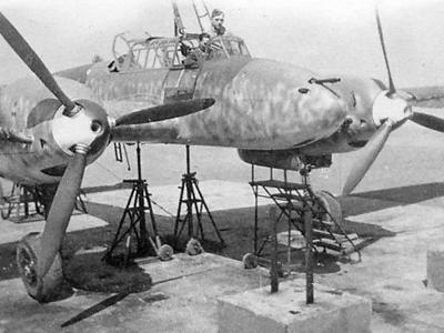 Messerschmitt Bf 110 during maintenance – frontal view