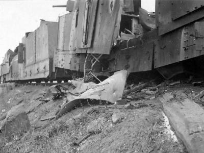 Destroyed russian armored train