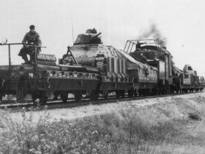German armoured train with Somua S35 tank eastern front