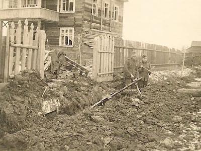 Wehrmacht Troops Digging in by Russian Town