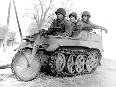 102nd Infantry Division GI’s in captured Kettenrad Baesweiler 24 January 1945