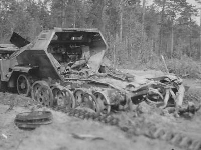 Destroyed german half track SdKfz 251